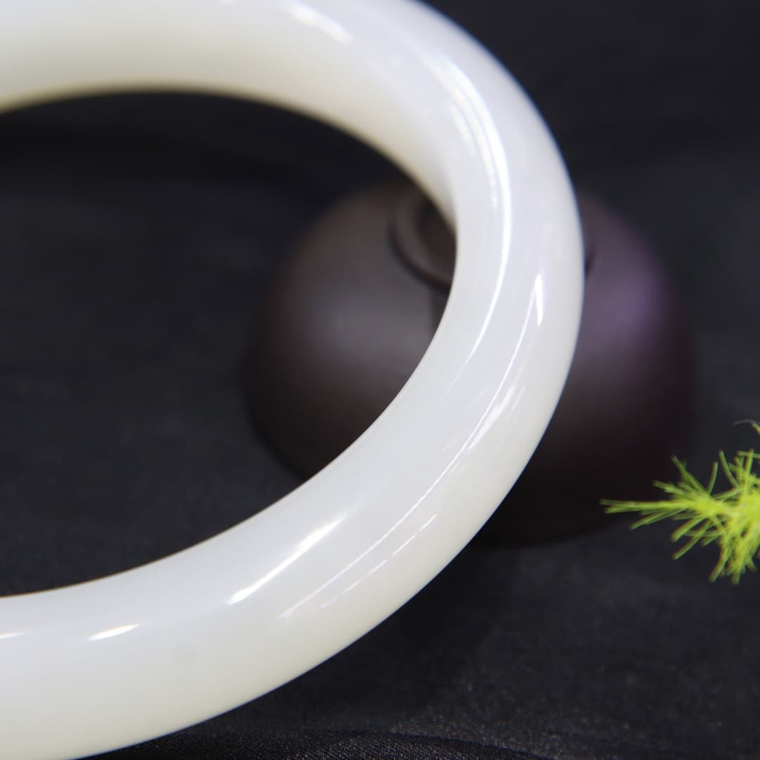Mutton Fat White Hetian Jade Bangle - HT-BR-0009-4