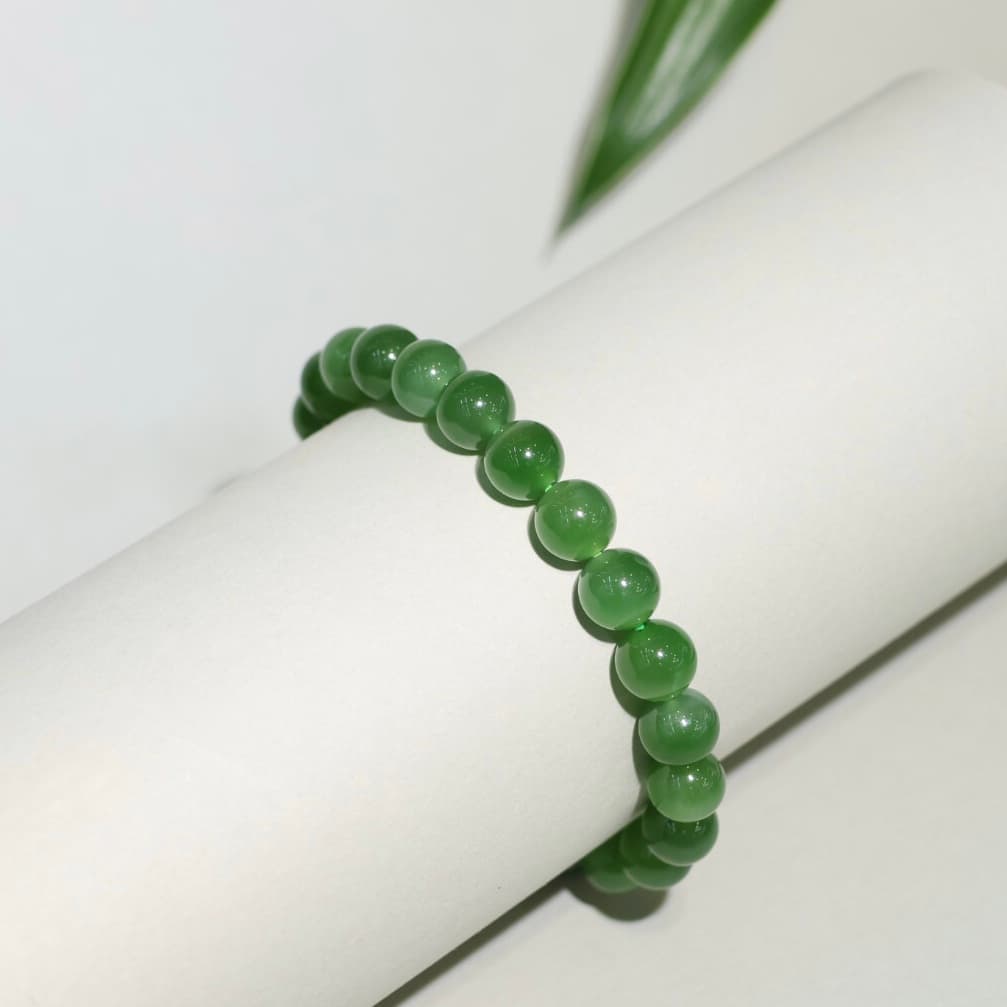 White Hetian Jade Beaded Bracelet - HT-HS-0013-5