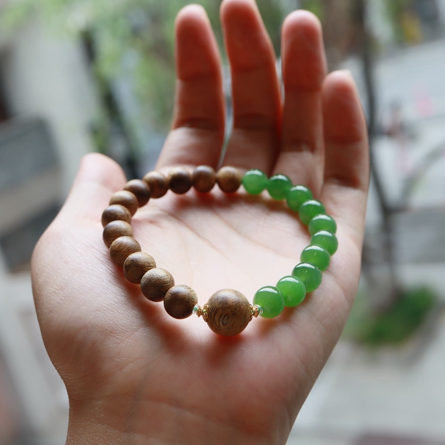 Hetian Jade with Natural Xiu Beaded Bracelet - HT-HS-0014-2