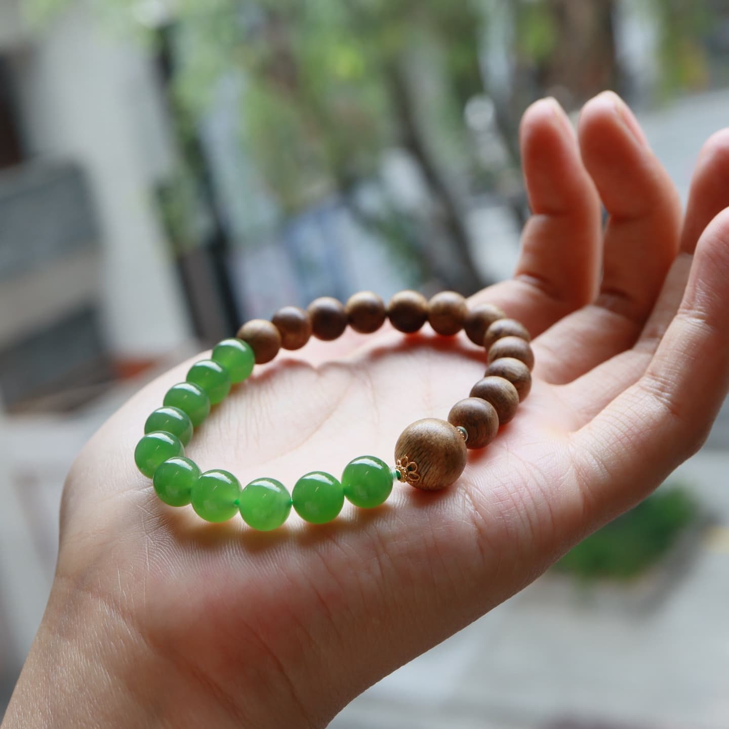 Hetian Jade with Natural Xiu Beaded Bracelet - HT-HS-0014-3