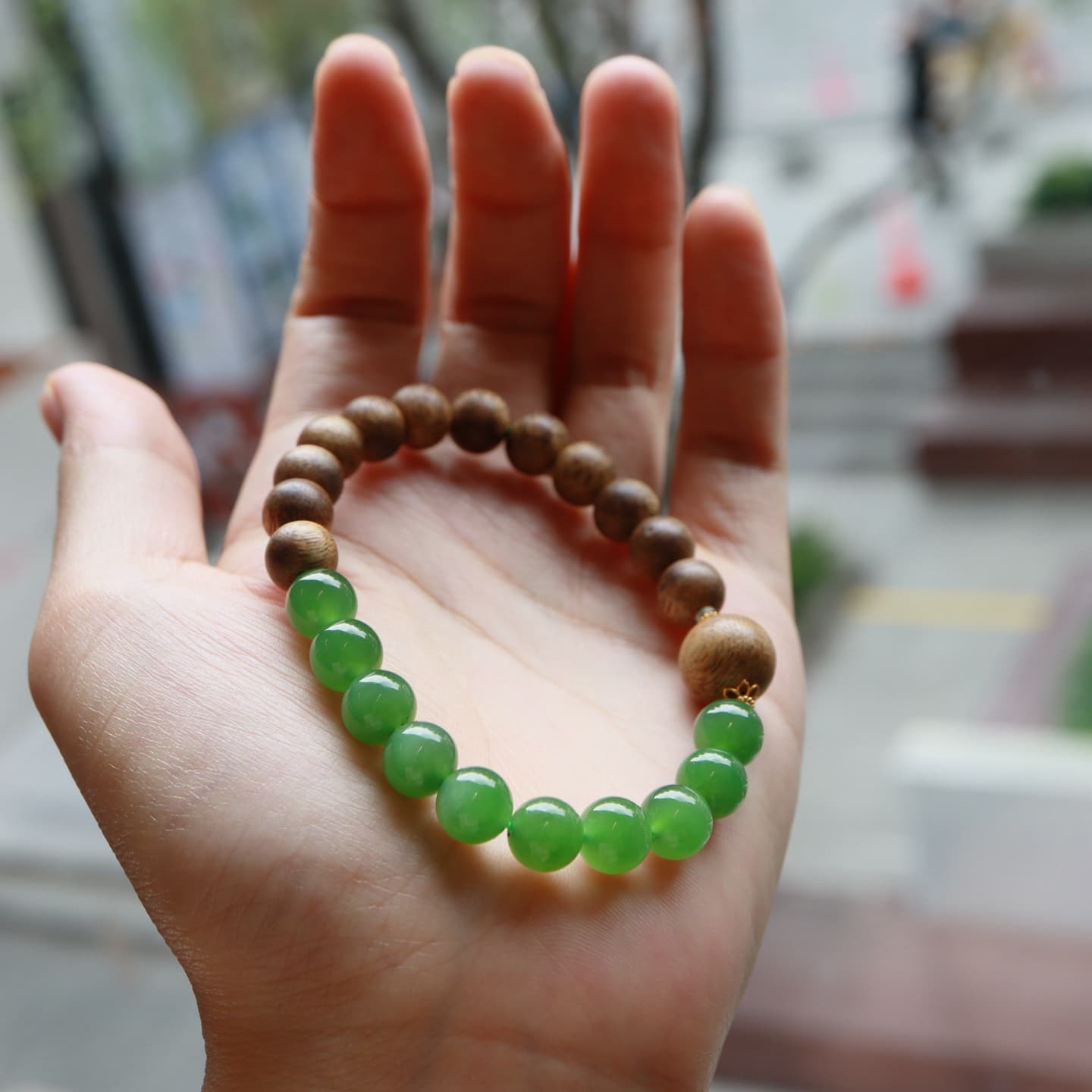Hetian Jade with Natural Xiu Beaded Bracelet - HT-HS-0014-4