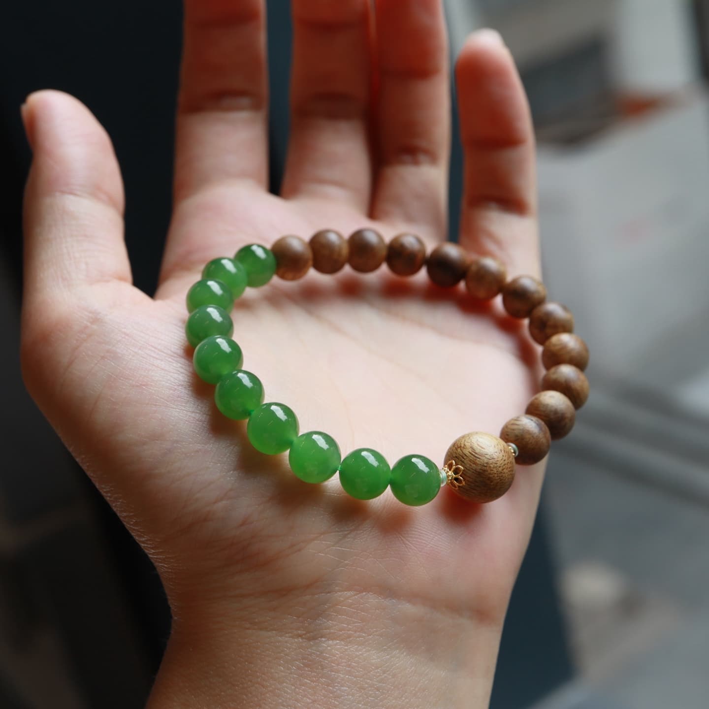 Hetian Jade with Natural Xiu Beaded Bracelet