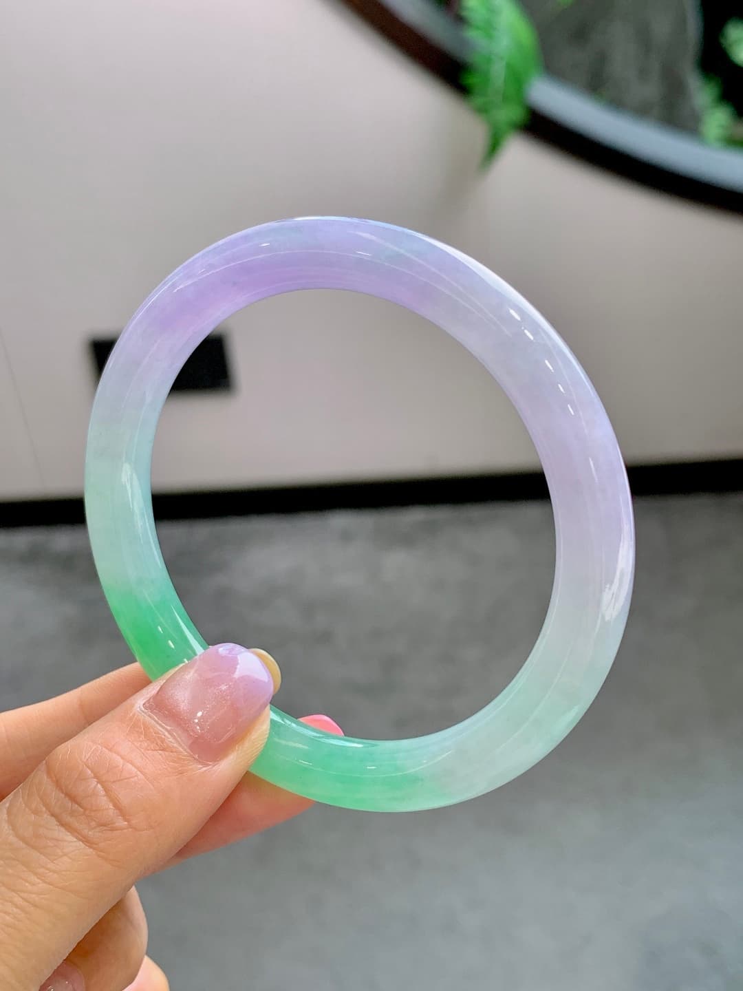 Icy Green Jadeite Bangle - JD-BR-0001-1