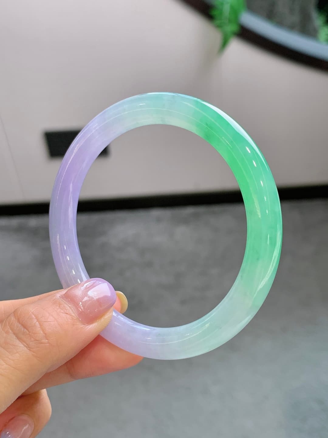 Icy Green Jadeite Bangle - JD-BR-0001-2
