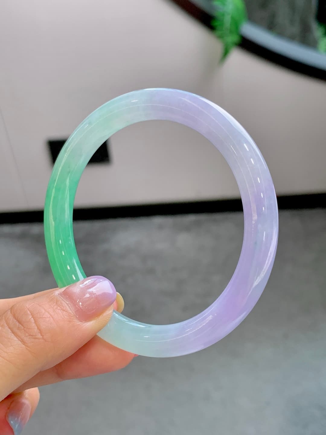 Icy Green Jadeite Bangle - JD-BR-0001-3