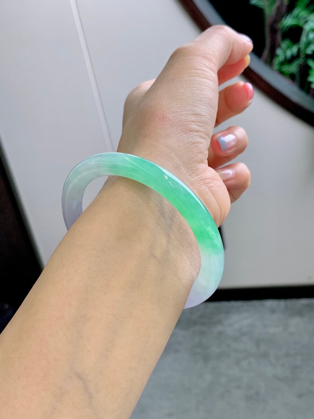 Icy Green Jadeite Bangle - JD-BR-0001-4