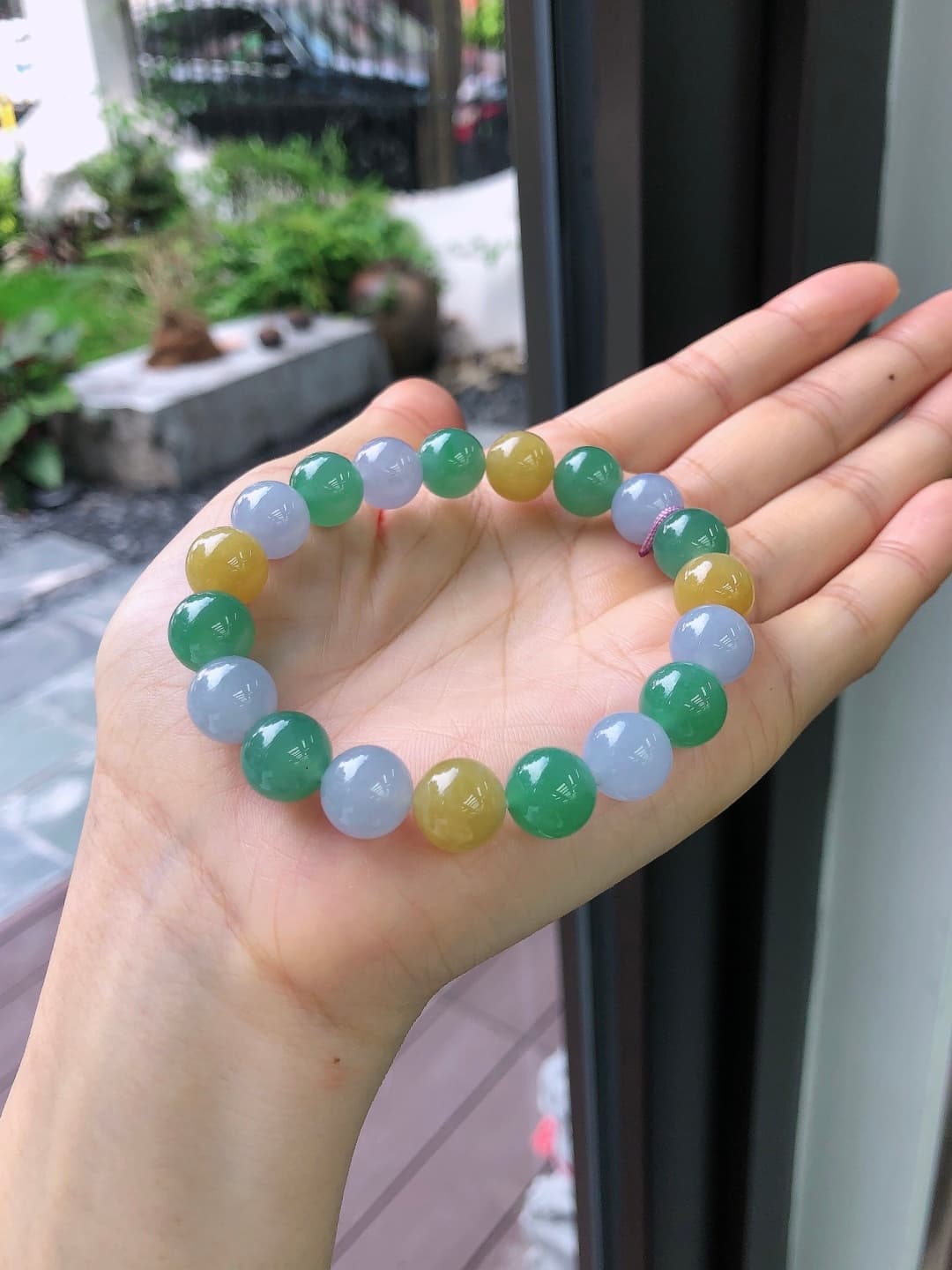Green Jadeite Beaded Bracelet - JD-HS-0005-1