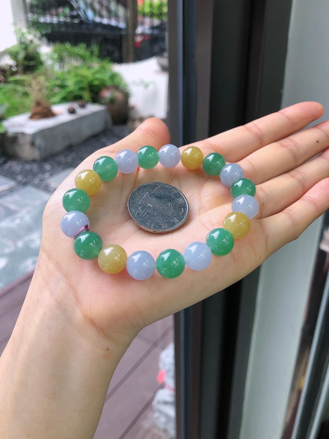 Green Jadeite Beaded Bracelet - JD-HS-0005-2