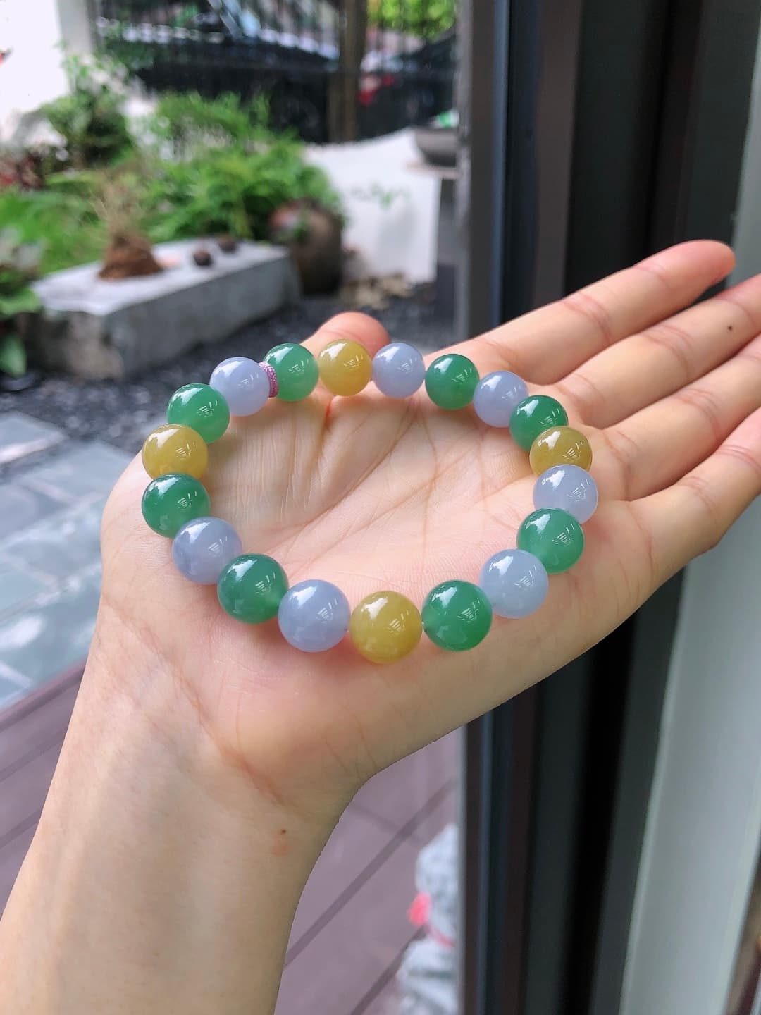 Green Jadeite Beaded Bracelet - JD-HS-0005-3