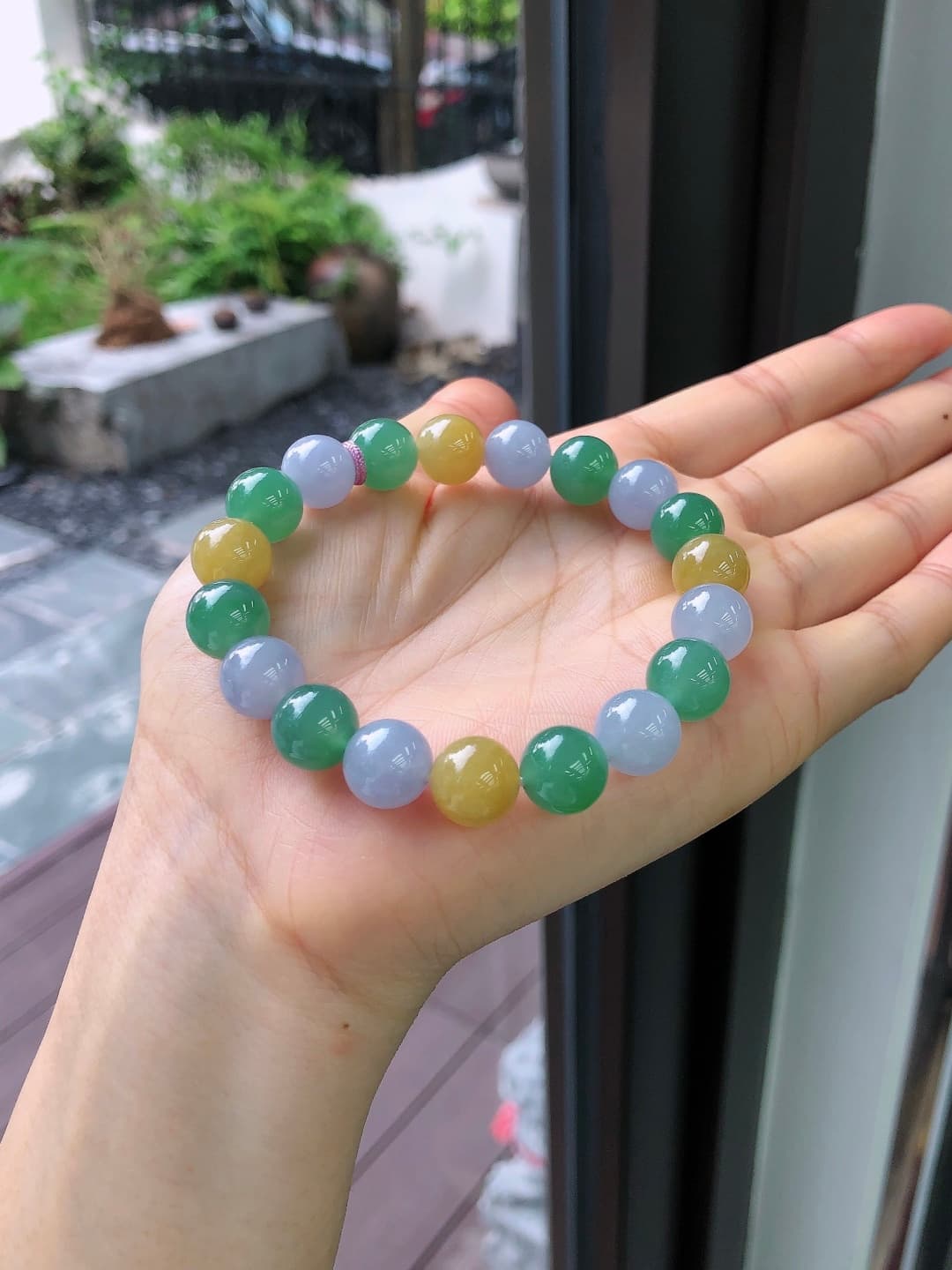 Green Jadeite Beaded Bracelet - JD-HS-0005-4