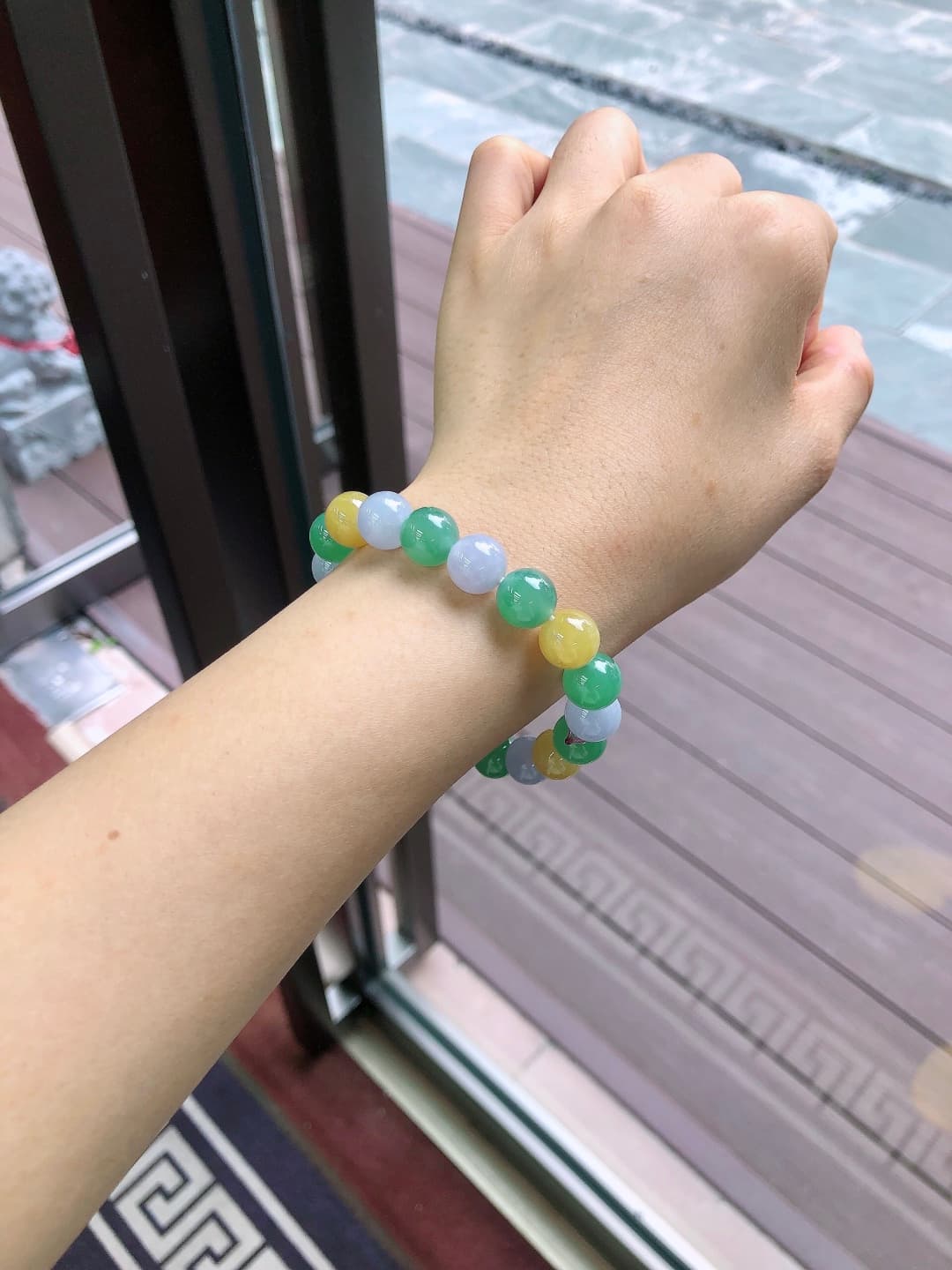 Green Jadeite Beaded Bracelet - JD-HS-0005-5