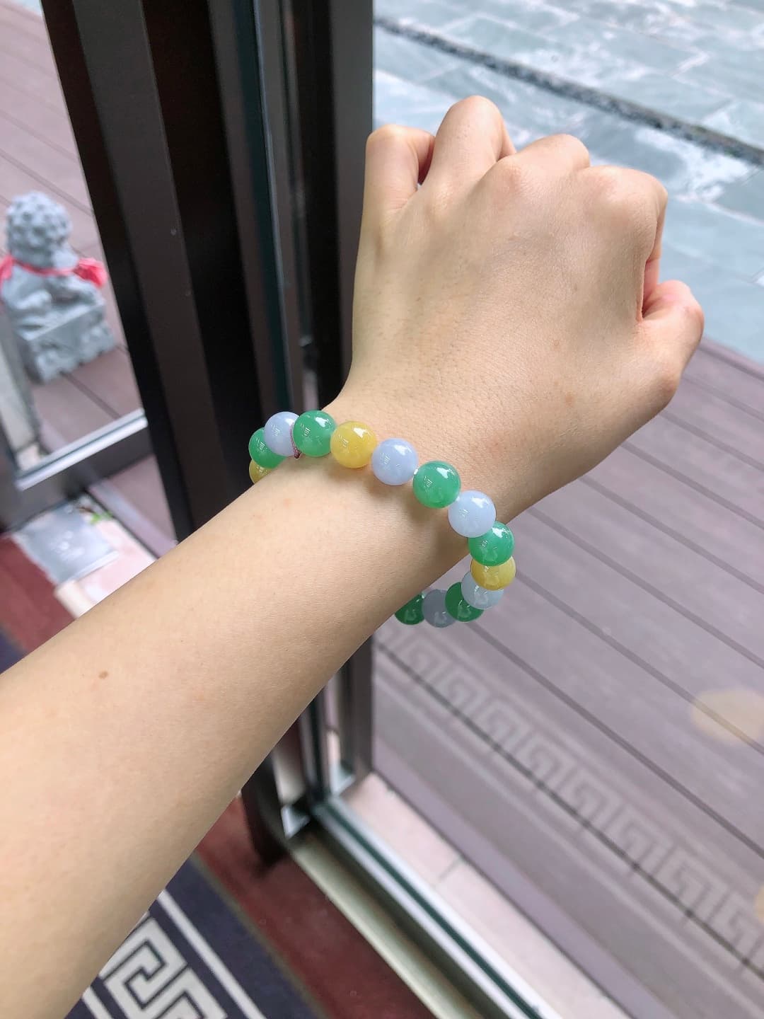 Green Jadeite Beaded Bracelet - JD-HS-0005-6