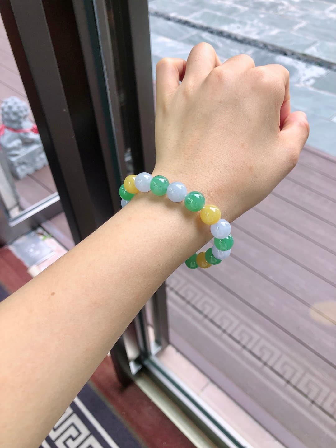 Green Jadeite Beaded Bracelet - JD-HS-0005-7