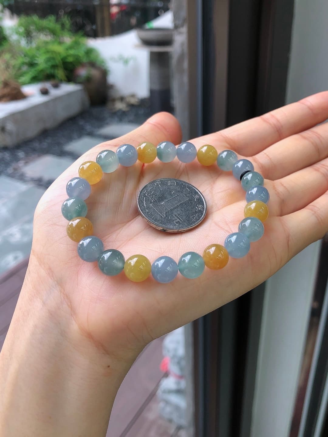 Icy White Jadeite Beaded Bracelet - JD-HS-0006-1