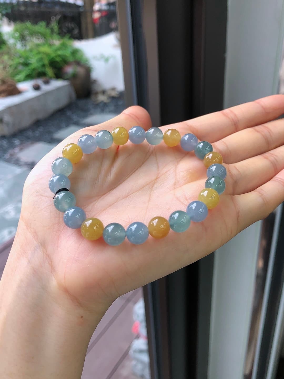 Icy White Jadeite Beaded Bracelet - JD-HS-0006-2