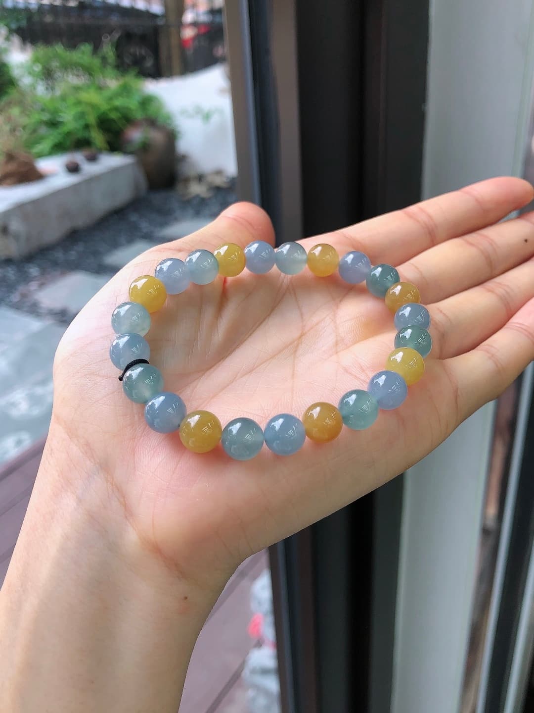 Icy White Jadeite Beaded Bracelet - JD-HS-0006-3