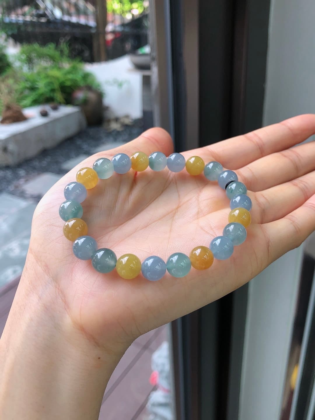 Icy White Jadeite Beaded Bracelet - JD-HS-0006-4