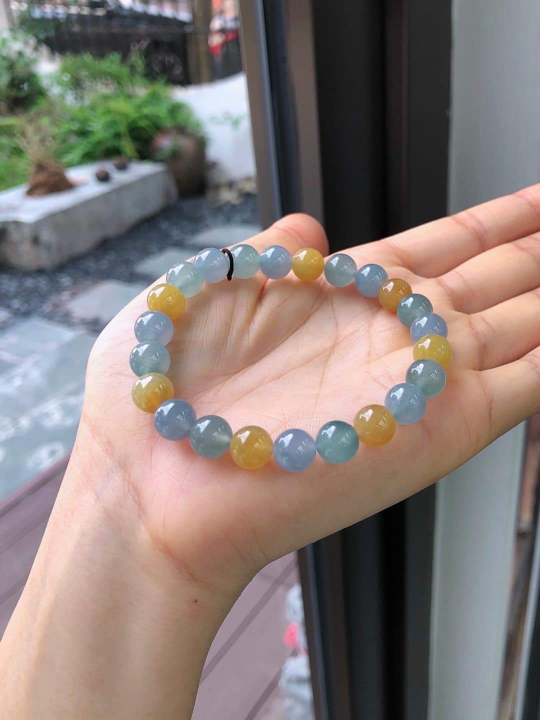 Icy White Jadeite Beaded Bracelet - JD-HS-0006-5