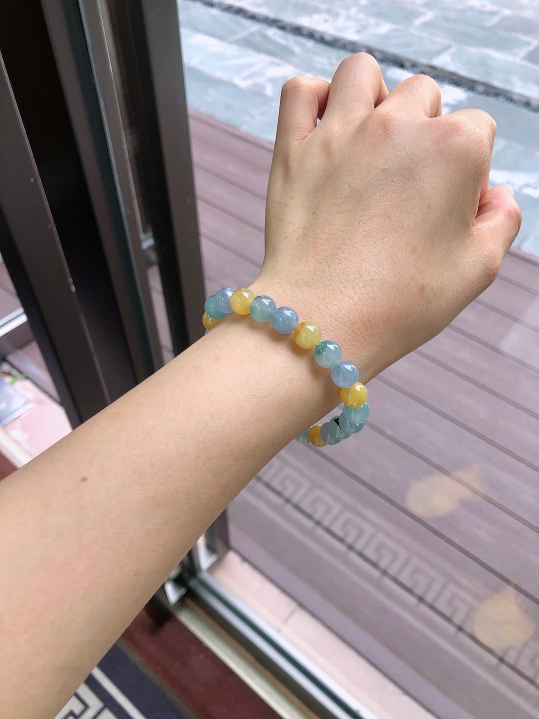 Icy White Jadeite Beaded Bracelet - JD-HS-0006-7