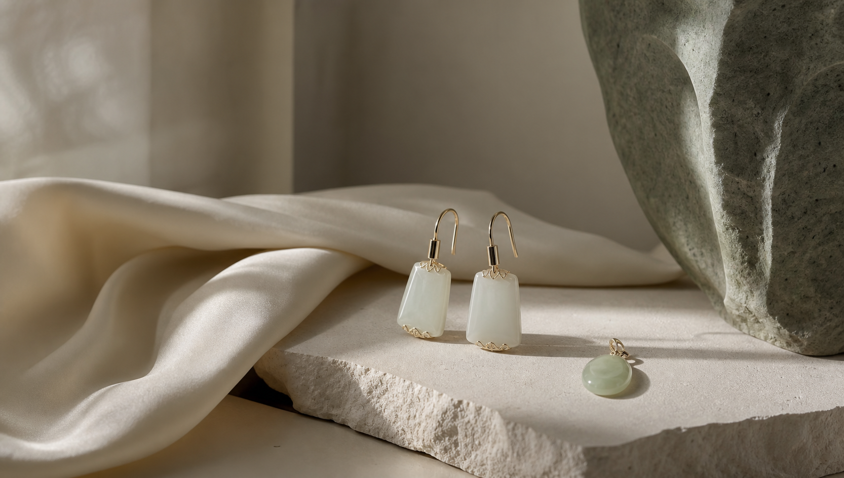 Jewelry styled as collected objects.